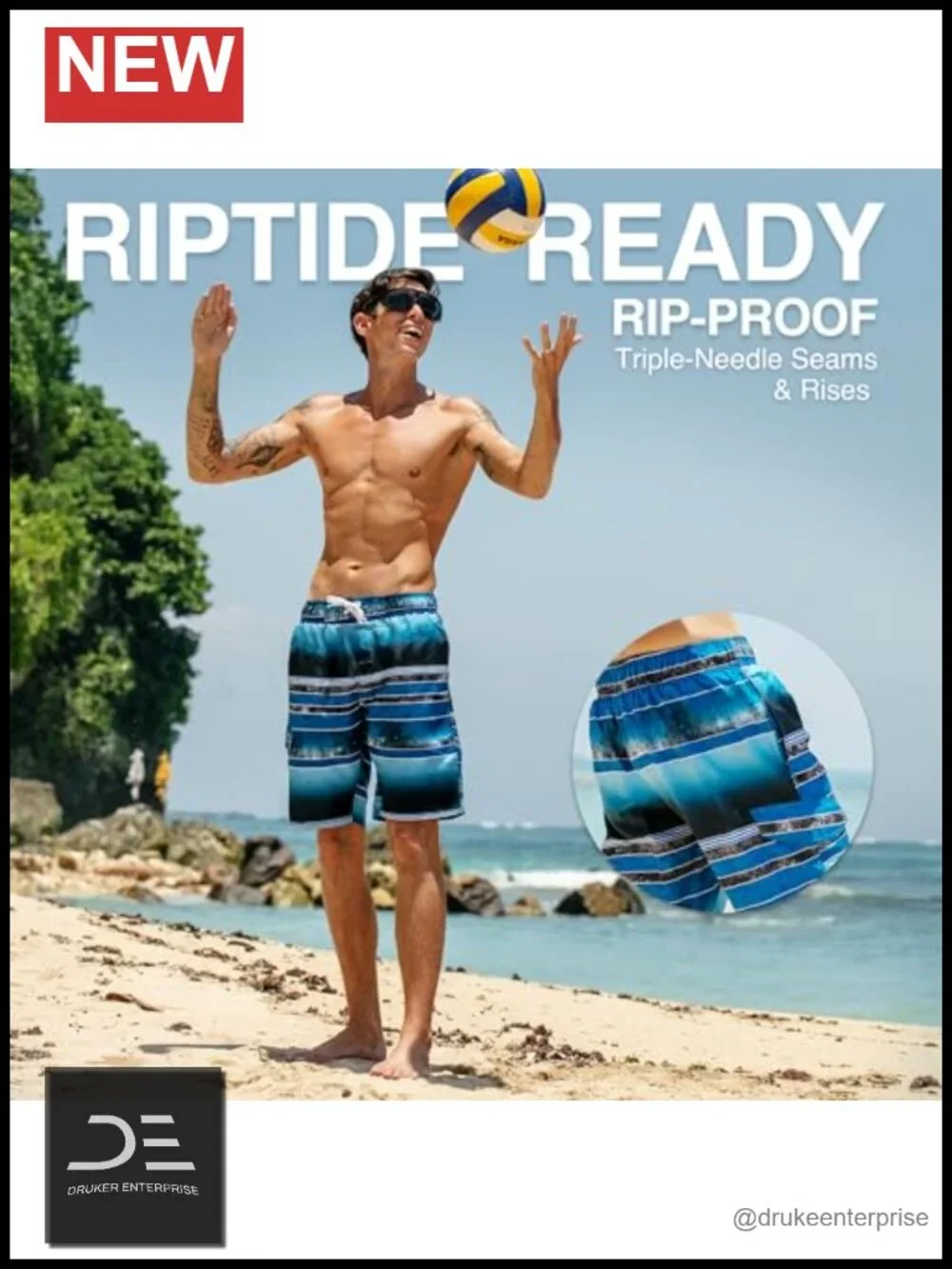 UPF 50+ Quick Dry Microfiber Swim Trunks with Mesh Lining and Pockets